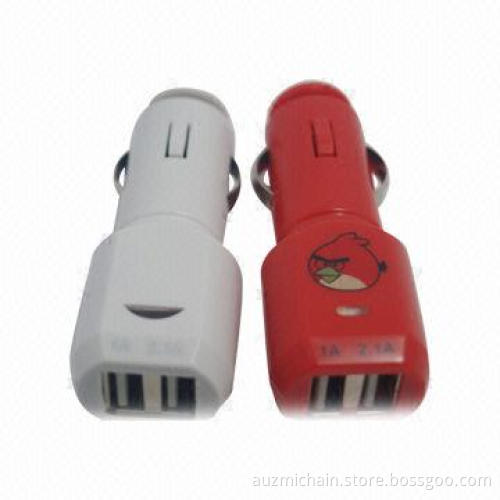 Dual USB Car Charger, 2.1A, for iPad, 1A for iPhone 4, 4S, 5